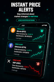 Price alerts screen in the mobile app with a list of configured notification thresholds